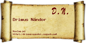 Drimus Nándor névjegykártya