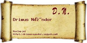 Drimus Nándor névjegykártya